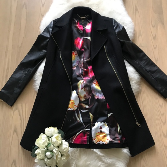 Ted Baker Alycia Coat Leather & Cashmere blend - Picture 1 of 8